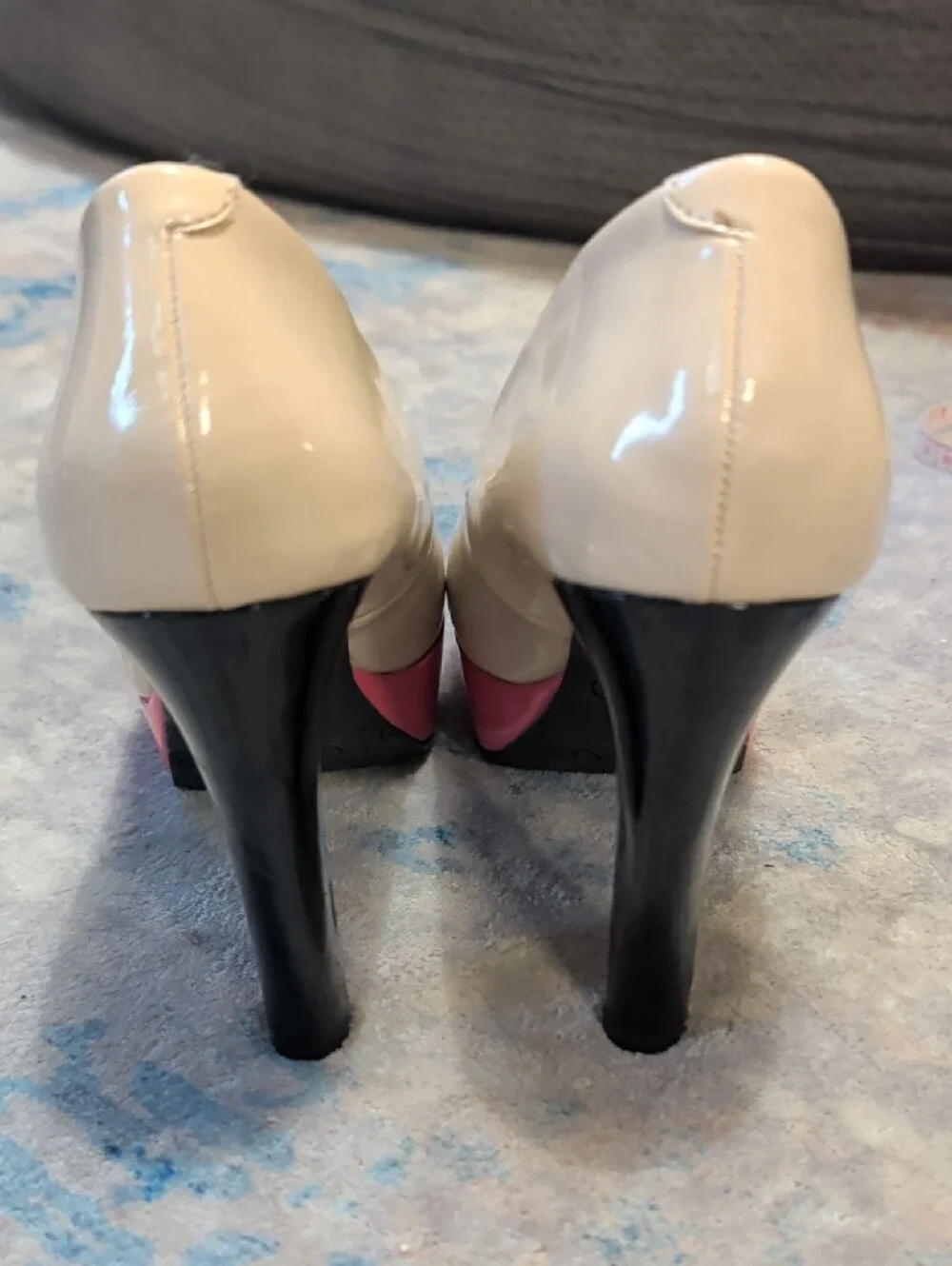 Retro Candies Colorblock Patent Platform Peep-Toe Heels 2012 Release 7.5 US Y2K